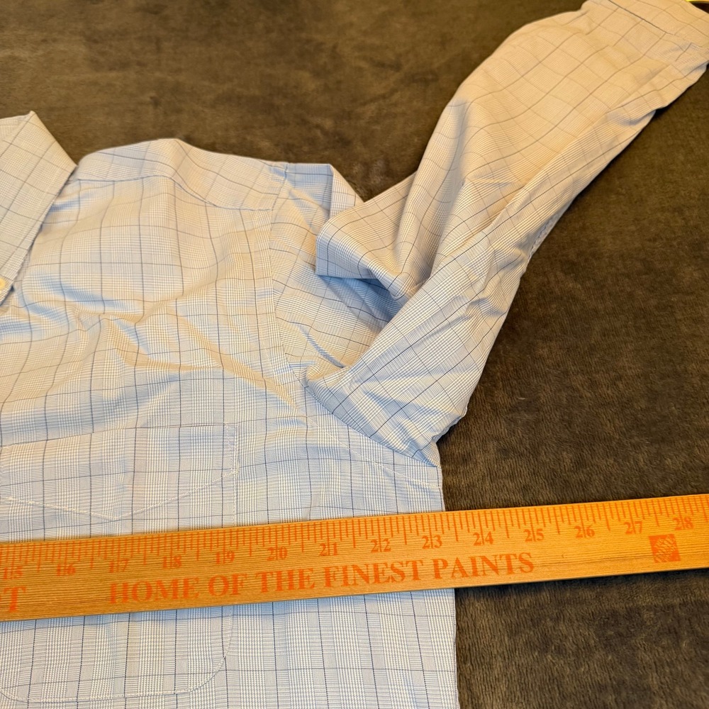 Club Room Pinpoint Shirt Mens 15.5 32/33 Blue Check Easy Care Button Up L/S - Picture 6 of 9